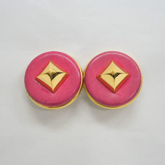 Hermes HERMES Medor Earrings Magenta Studs Women's - Picture 1 of 8